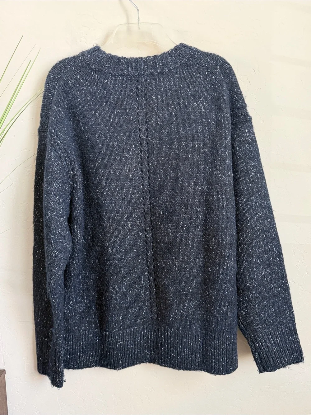 J.Crew Donegal Sweater Alpaca Wool Blend Navy Fleck Knit Pullover Medium NWT